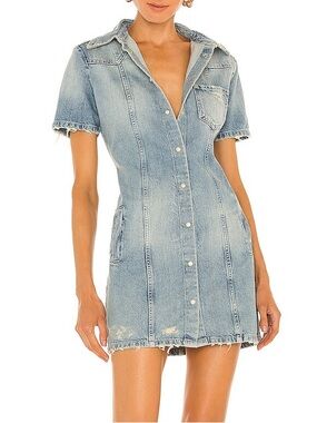 Seroya Anne Short Sleeve Collared Mini Dress in Salinas Size XS